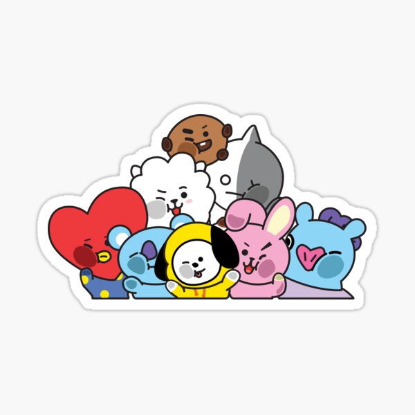 PEGATINA DE PEEKABOO DE BTS BT21 GROUP Pegatina