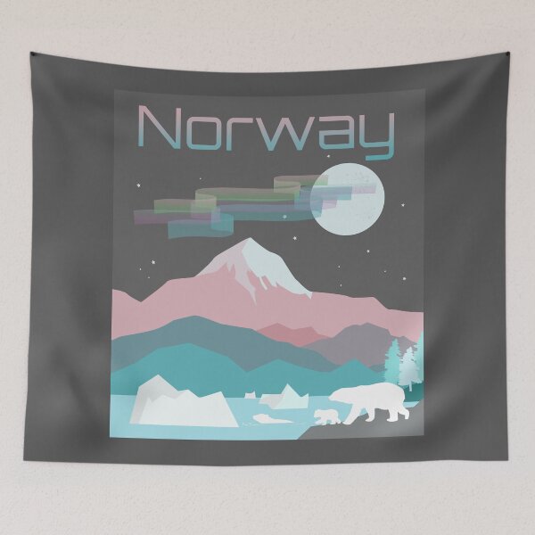Item preview, Norway - Polar Ice Region with Aurora Lights & Polar Bears designed and sold by LouiseFranksArt.