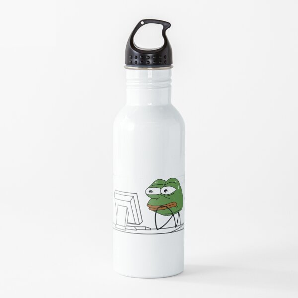 Meme Pepe Frog MonkaS Rage Comic Computer Guy Water Bottle