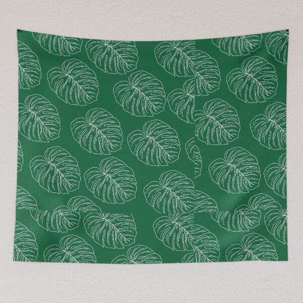 Item preview, monstera tropical plant hawaii aloha print dark green and white designed and sold by maplunk.