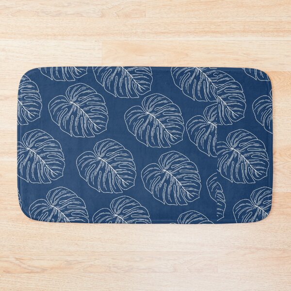 Item preview, monstera tropical plant hawaii aloha print dark blue navy and white designed and sold by maplunk.