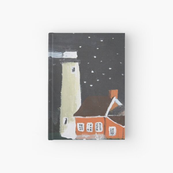 Peaceful Michigan Lighthouse At Night With Starlit Sky Hardcover Journal