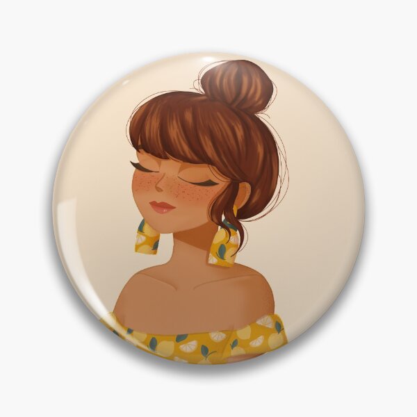 Item preview, Girl character with a high bun lemon pattern designed and sold by Riga Sutherland.