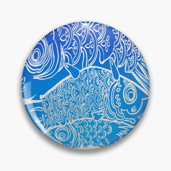 Item preview, Three Blue Carp Fish designed and sold by CleatAndCrayon.