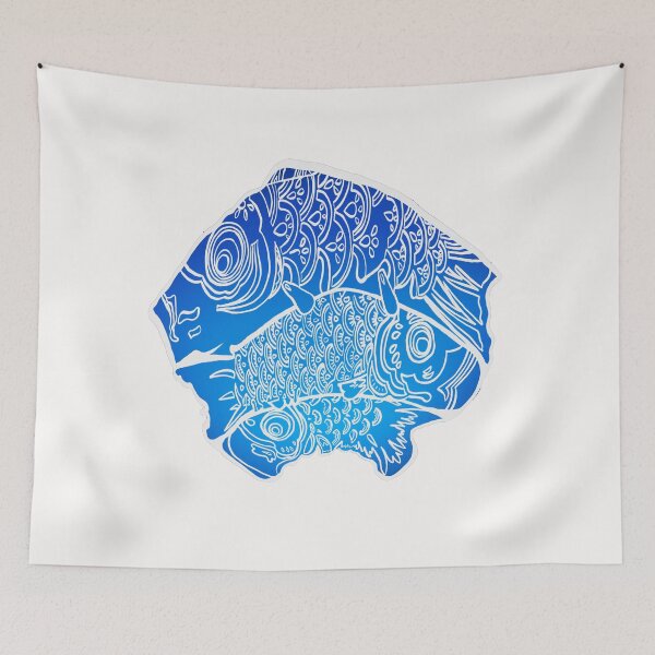 Item preview, Three Blue Carp Fish designed and sold by CleatAndCrayon.
