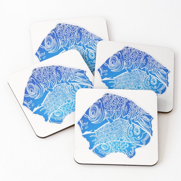 Item preview, Three Blue Carp Fish designed and sold by CleatAndCrayon.