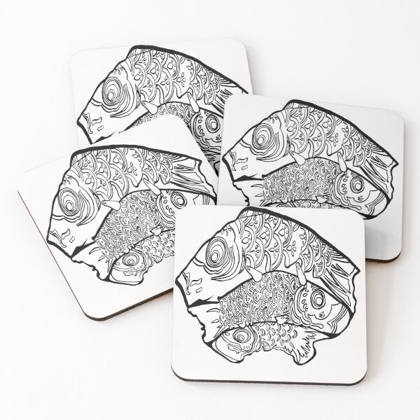 Item preview, Three White Carp Fish designed and sold by CleatAndCrayon.