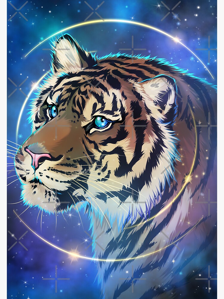 Thumbnail 3 of 3, Sticker, Celestrial Tiger  designed and sold by cybercat.