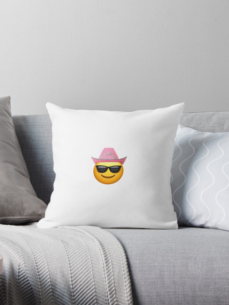 sunglasses emoji with cowboy hat Pillow