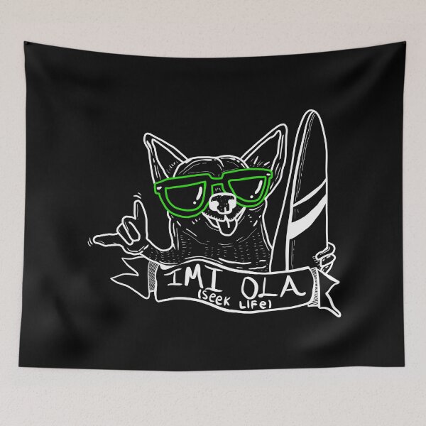 Item preview, IMI OLA SEEK LIFE HAWAIIN SURFER DOG designed and sold by aydapadi.