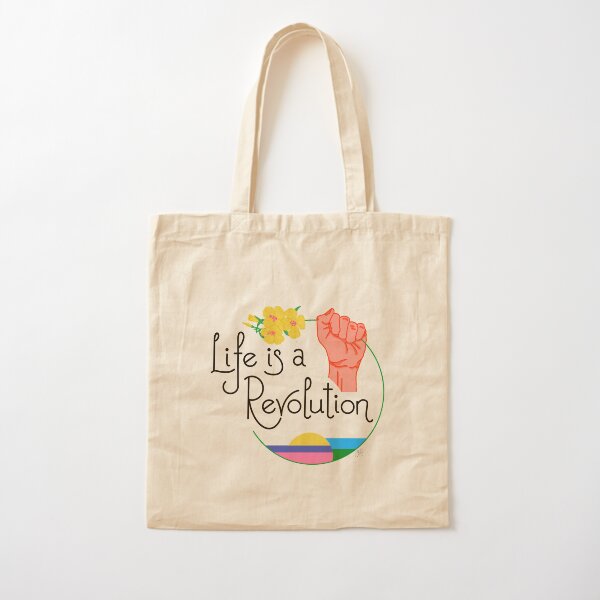 Life Is A Revolution White Cotton Tote Bag