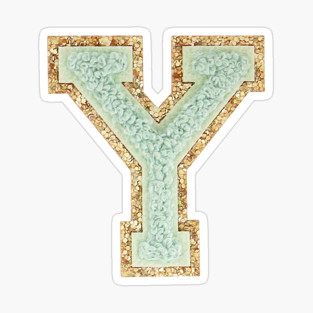 Mint Gold Glitter Varsity Letter Patch