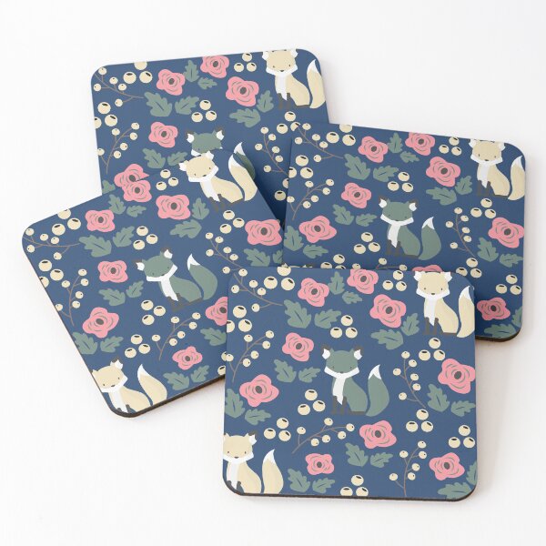 Item preview, foxes in winter with flowers and winterberries.  designed and sold by ninjapineapple.