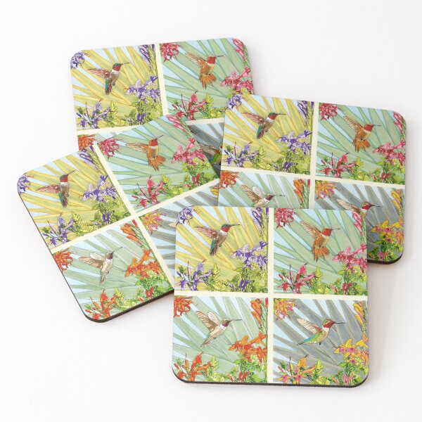Item preview, 4 American Hummingbird Square for Clothing Home etc designed and sold by HummingbirdPics.