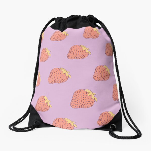Vaporpunk Strawberries Print Drawstring Bag