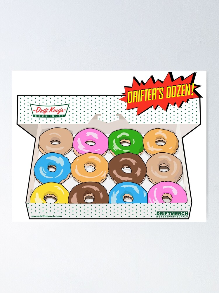 Thumbnail 2 of 3, Poster, Drift King's Donuts Drifter's Dozen Special Glazed Funny T-Shirt designed and sold by driftmerch.