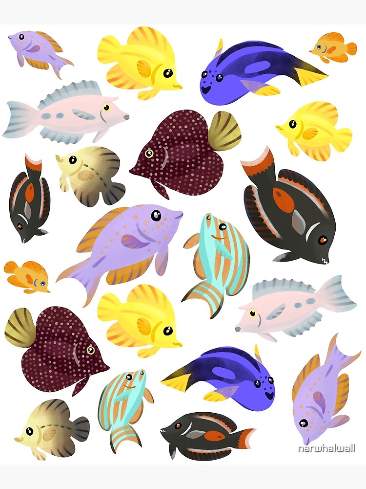 Tropical Saltwater Aquarium Tang Fish Pattern Poster for Sale by  narwhalwall