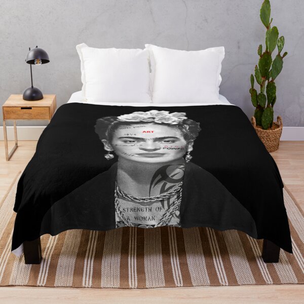 Item preview, Frida Khalo "pop" portrait with tattoo! - bn on black bg - digital paint by Iona Art Digital designed and sold by IonaArtDigital.
