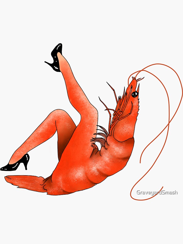 Thumbnail 3 of 3, Sticker, Shrimp In Up designed and sold by GraveyardSmash.
