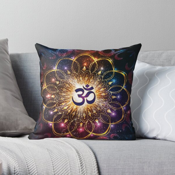 "The higher power of Om" - sacred geometry Throw Pillow