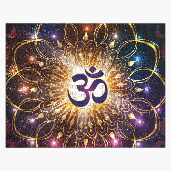 Golden Om symbol with quote Jigsaw Puzzle