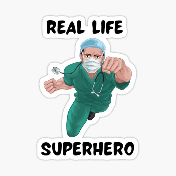 Superhero Male Nurse Sticker