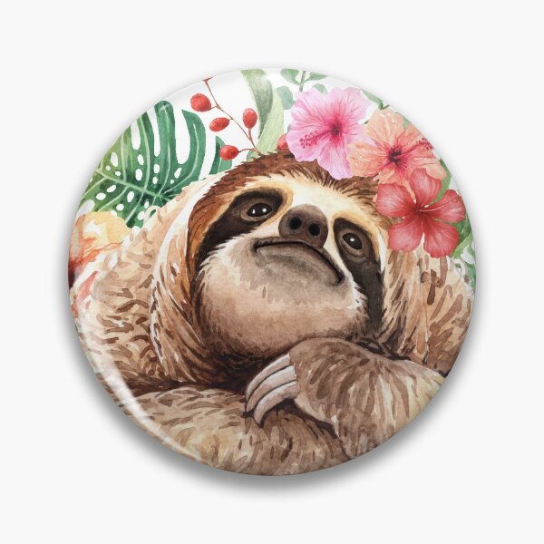 Item preview, Sloth And Tropical Flowers designed and sold by FiveDucklings.