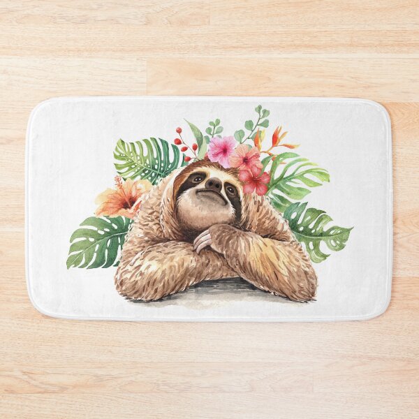Item preview, Sloth And Tropical Flowers designed and sold by FiveDucklings.
