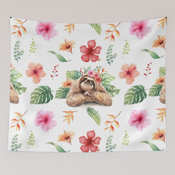 Item preview, Sloth And Tropical Flowers designed and sold by FiveDucklings.