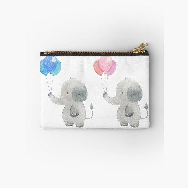 Item preview, Baby Elephant Watercolor Poster Party Balloons Pastel Pink & Blue designed and sold by yuzudesign.