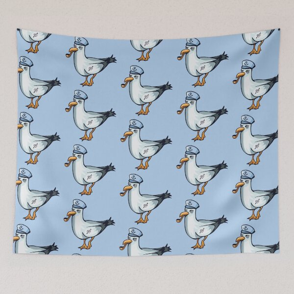 Item preview, Cute Sailor Sea Gull with Pipe & Tattoo Sketch Drawing designed and sold by SLAG-Creative.