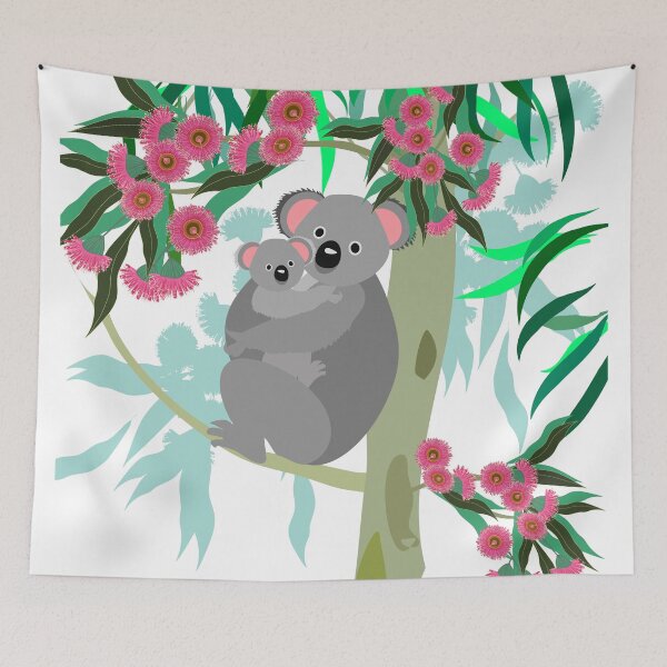 Item preview, Koala mom and baby in the blooming gum tree designed and sold by orangerinka.