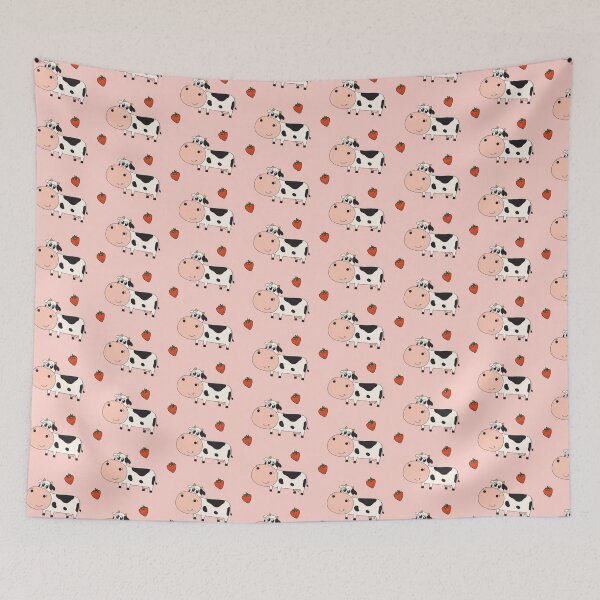 Item preview, Cow kawaii pink pattern  designed and sold by AllPrintsAndArt.
