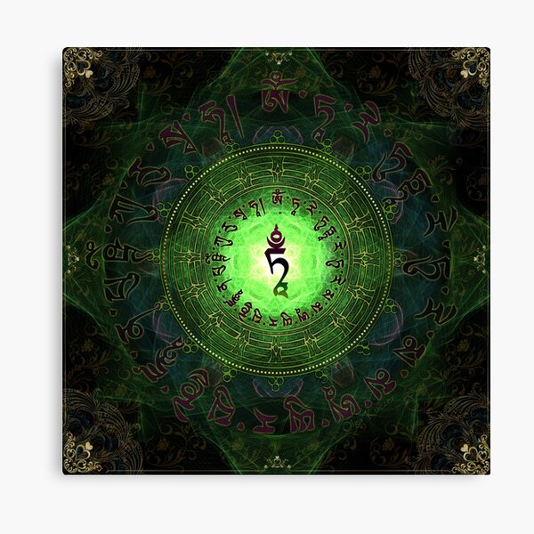 Green Tara Mantra- Protection from dangers and suffering. Canvas Print