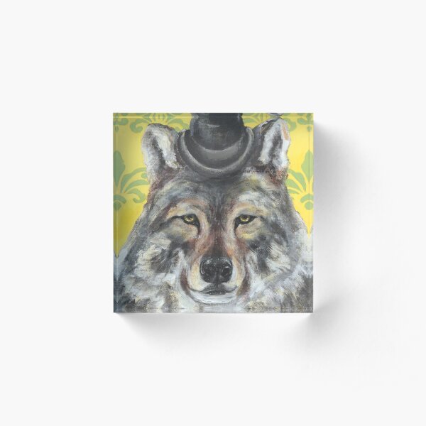Wolf In A Bowler Cap Acrylic Block