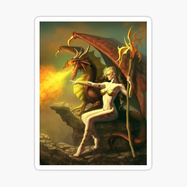 Lady and Dragon Sticker