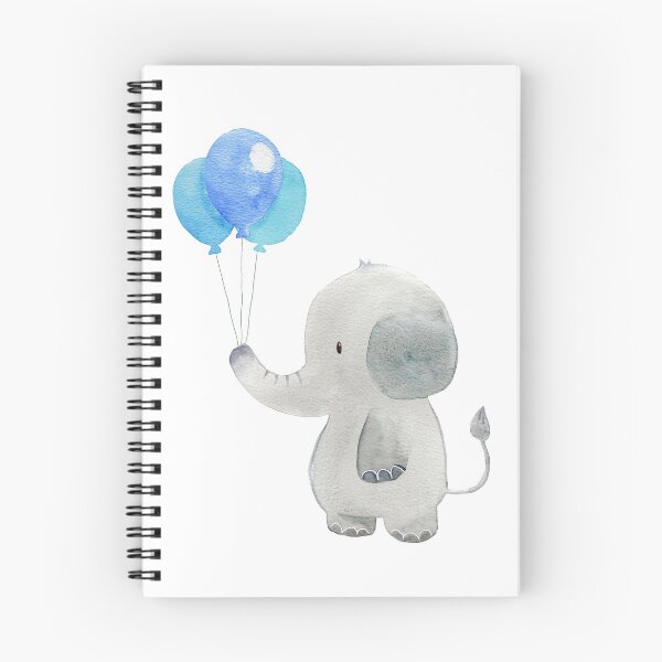Item preview, Baby Elephant Watercolor Party Balloons Pastel Blue designed and sold by yuzudesign.