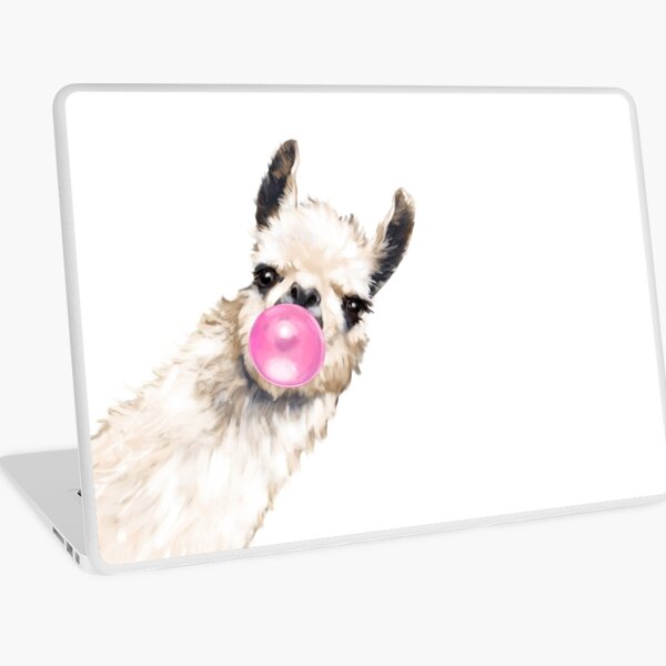Sneaky Llama with Bubble Gum Laptop Skin