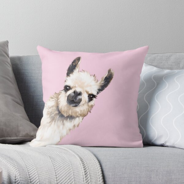 Sneaky Llama Throw Pillow