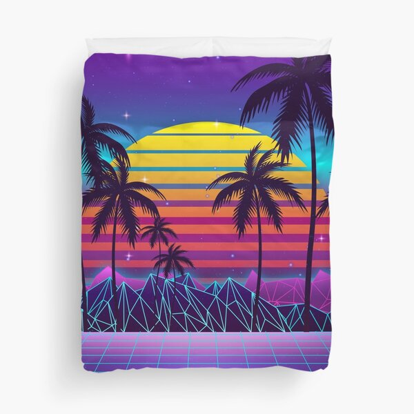Radiant Sunset Synthwave Duvet Cover