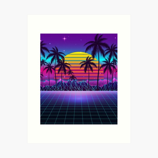 Radiant Sunset Synthwave Art Print