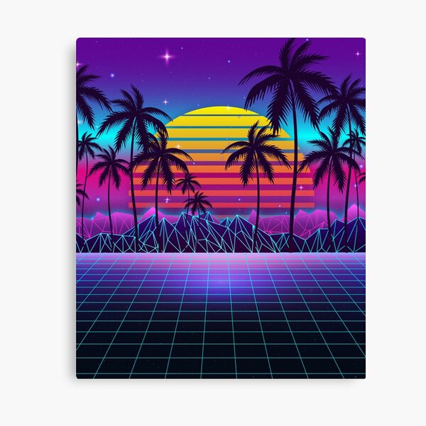 Radiant Sunset Synthwave Canvas Print