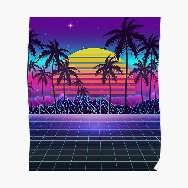 Radiant Sunset Synthwave Poster