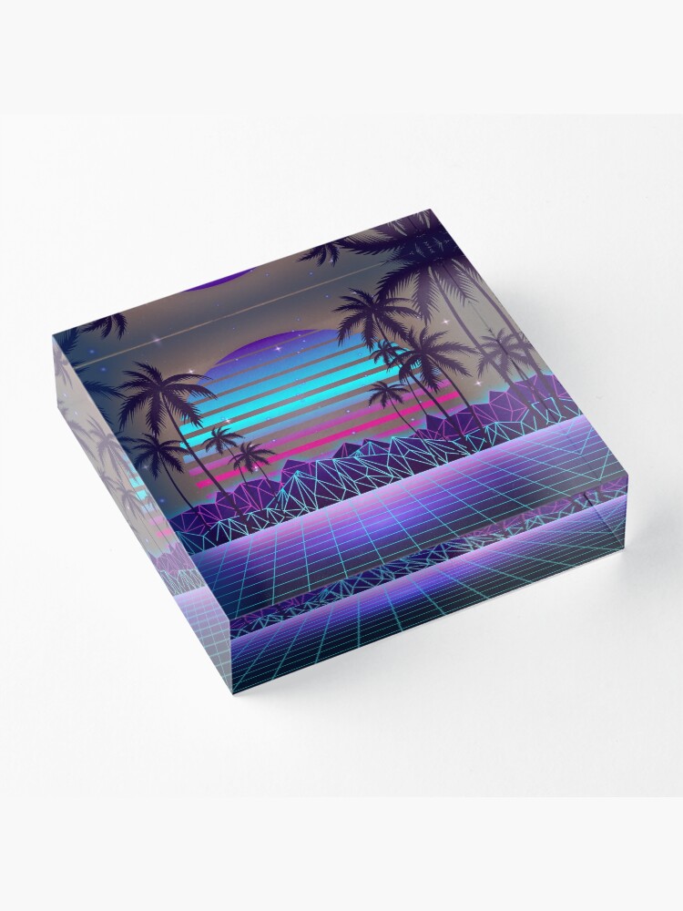 Alternate view of Fascinating Dusk Retrowave Acrylic Block
