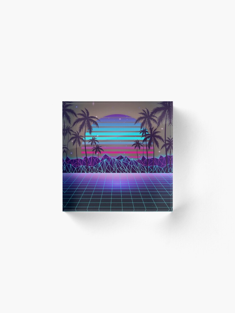 Alternate view of Fascinating Dusk Retrowave Acrylic Block
