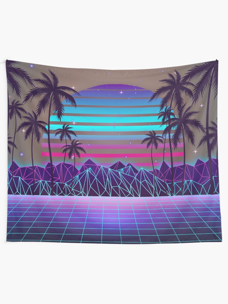 Alternate view of Fascinating Dusk Retrowave Tapestry