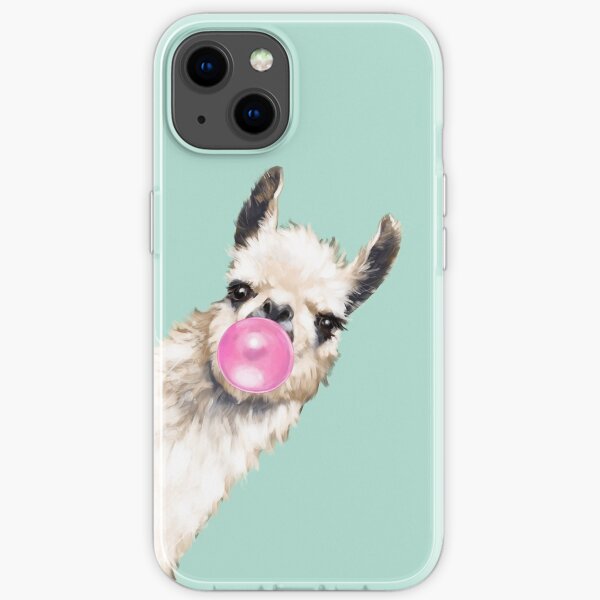 Bubble Gum Sneaky Llama in Grün iPhone Flexible Hülle