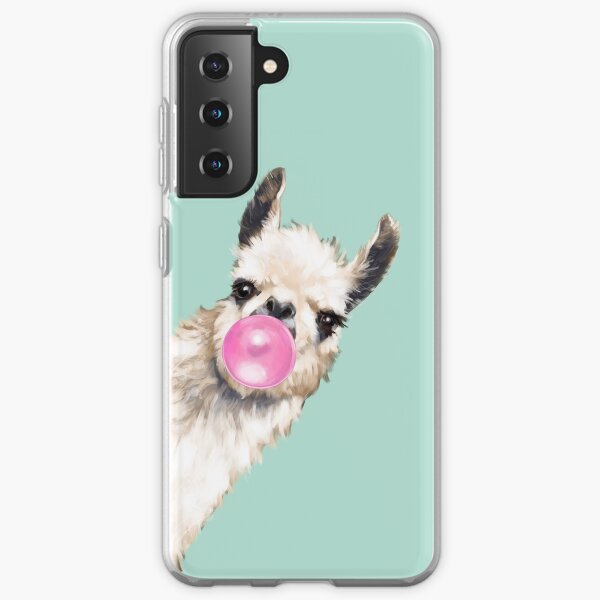 Bubble Gum Sneaky Llama in Green Samsung Galaxy Soft Case