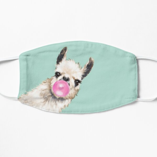 Bubble Gum Sneaky Llama in Green Flat Mask