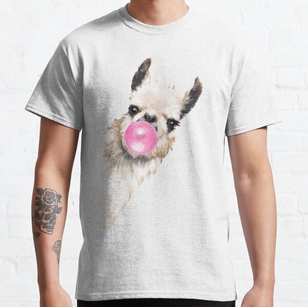 Bubble Gum Sneaky Llama in Green Classic T-Shirt
